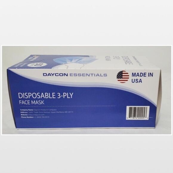 New Unisex 50 Blue & White Disposable Face Masks - Picture 8 of 13